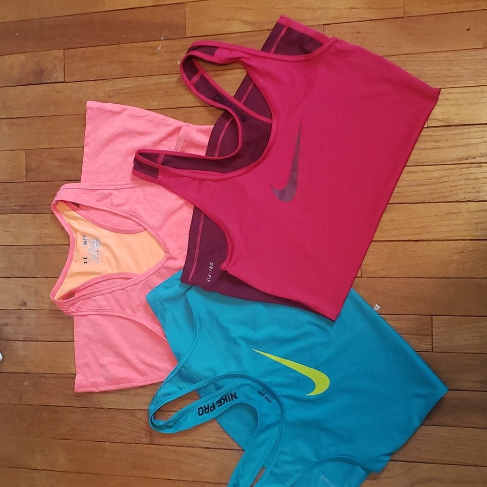 Bundle of 2 Nike + 1 UA tank tops - 3 total workout tops
